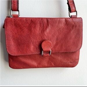 Jack Georges Rust Red Orange Adjustable Strap Leather Purse